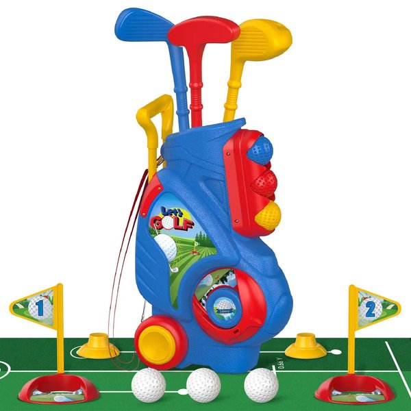 Liberry Toddler Golf Set for 2 3 4 5 Years Old Boys Girls, Upgraded Kids Golf Clubs Set with Golf Cart, Putting Mat, Outdoor Indoor Sports Toy Birthday Gift, Blue