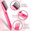 Yaomiao 2 Pieces Hair Brush Cleaner Tool 2-in-1 Hair Brush Cleaning Tool Hair Brush Remover Rake for Removing Hair Dust Mini Wet Hair Comb for Removing Dirt Home Salon Use (Black, Pink)