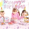 170Pack Butterfly Decorations Disposable Paper Plates Napkins Cups Tablecloth and Banner for Girl Butterfly Decorations, Serve 24 Butterfly Party Decoration
