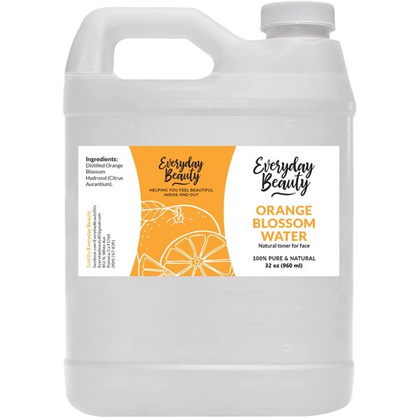 Orange Blossom Water Bulk 32 oz - All Natural Neroli Hydrosol for Face and Hair - 100% All Natural Floral Facial Toner