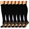 Double Couple 7 Pairs Copper Compression Socks for Men Women 20-30 mmHg Knee High Stockings