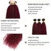 Ombre Human Hair Bundles Burgundy Kinky Curly Bundles Human Hair 18 20 22 Inch Unprocessed Brazilian Human Hair Bundles Red Wine Curly Wave Human Hair Extensions 3 Bundles