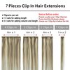 HUAYI Clip in Hair Extensions,Double Weft Ash Blonde Mix With Bleach Blonde Brazilian Hair,Remy real Human Hair(22In 7pcs 70g)