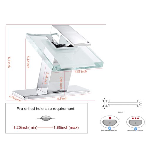 Chrome Bathroom Faucet Waterfall Glass Spout Single Handle Bathroom Sink Faucet One Hole Lavatory Basin Sink Mixer Tap Modern Deck Mount Plumbing Fixtures Unique Designer