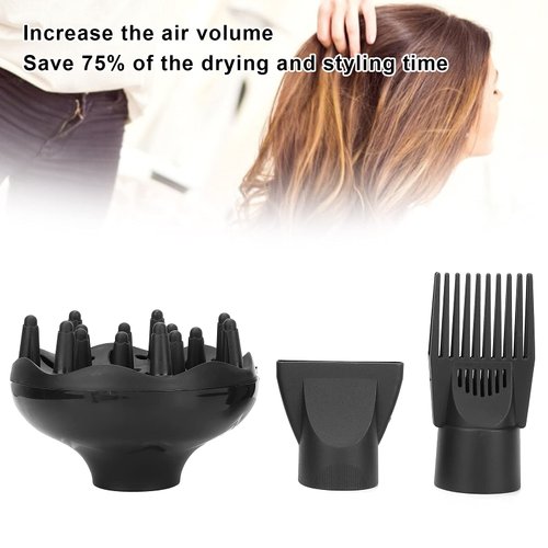 3Pcs Hair Dryer Nozzle Diffuser Set, Multifunction Hair Blow Dry Nozzle Diffuser Hair Dryer Nozzle Comb Brush Attachment Concentrator Hairdressing Salon Styling Tool