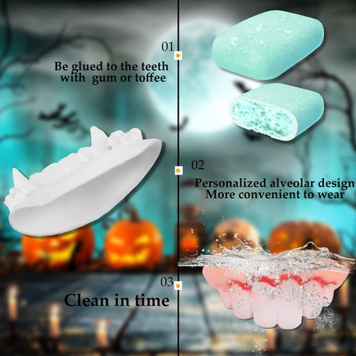 Sumind 22 Pieces Fake Ugly Teeth Halloween Vampire Fangs Teeth Gnarly Teeth Gag Teeth Vampire Denture Funny Teeth Halloween Decoration Theme Costume Party Favors