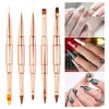 JERCLITY 5pcs Rose Gold Alloy Double-Ended Nail Art Brushes Set Nail Lace Brushes Round Flat Gel Builder Brush Nail Carving Pen Nail Liner Brush 3D Painting Brush Nail Design Tools for Acrylic Nails