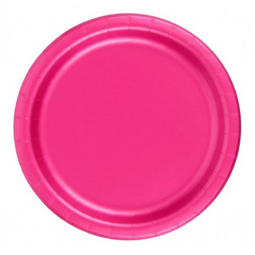 Party Favors Plus 240 Hot Pink (10 Pks of 24) 7 Inch Wax Coated Plain Solid Color Dessert Cake Paper Plates