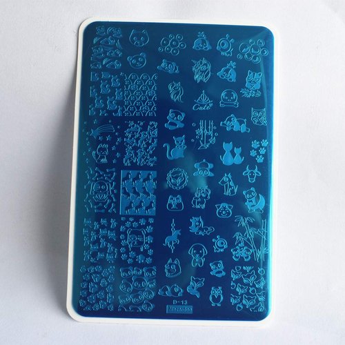 2pcs Floral Animal Unicorn Series Nail Stamping Template Plants Nail Stamping Plates Cute Cat Panda Fox Manicure Nail Art Image Plate Flowers Nail Art Print Stencil