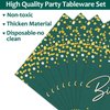 Wiooffen 96PCS Green Gold Birthday Paper Plates and Napkins Party Supplies Happy Birthday Party Decorations Disposable Birthday Party Tableware Dinnerware Set for Women Men Birthday Serves 24 Guests