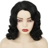 Amnenl Black Finger Wave Wigs for Women Long Curly 1920s Wig Vintage Wigs Lady Synthetic Cosplay Costume Wig