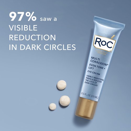 RoC Multi Correxion 5 in 1 Anti-Aging Eye Cream for Puffiness, Under Eye Bags & Dark Circles, Stocking Stuffers for Men & Women, (.5 oz) with Night Cream Packette (Packaging May Vary)