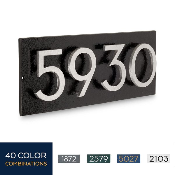 Montague Metal Products Floating Modern 4‘’ Number Horizontal Address Plaque-Assembled-Address Sign-House numbers sign-Aluminum-Easy to Install-4 Digit