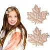 Vsdski Fall Maple Leaf Hair Clips Sequins Maple Leaves Hair Barrettes Thanksgiving Hair Accessories for Girls Gola Hair Pins Alligator Clips for Autumn Harvest Festival Party Decor 2pcs