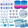 U-PTYTM 110Pcs Snowflake Birthday Party Favors Supplies kids Girl Winter Party Decorations Set Include Stickers, Hair clips, Necklaces, Rings, Hair Ties, Hair clips, Bracelets