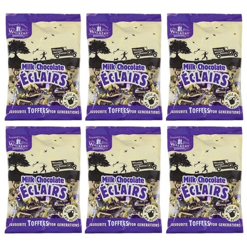 Walkers' Nonsuch Milk Chocolate Eclairs | Toffee with Whole Milk & Butter | Imported from the UK | British Classic Sweet Candy | Milky Flavored Dessert for Christmas & Parties | 5.29 Oz (Pack of 6)