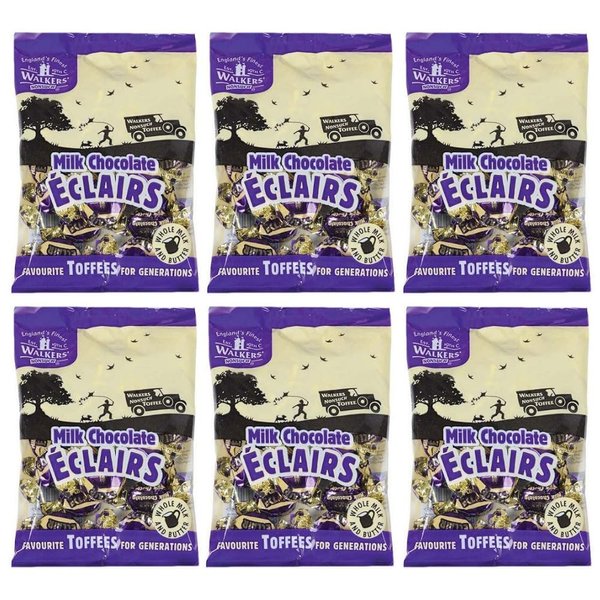 Walkers' Nonsuch Milk Chocolate Eclairs | Toffee with Whole Milk & Butter | Imported from the UK | British Classic Sweet Candy | Milky Flavored Dessert for Christmas & Parties | 5.29 Oz (Pack of 6)