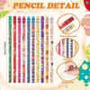 Sabary 48 Pcs Happy Birthday Pencils Rubber Bracelets Set Birthday Party Favors Birthday Pencils Silicone Wristbands Birthday Bracelet for Kids Students Teachers Classroom Reward Gifts (Bright Style)