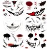 Oottati 6 pcs Scary Face Make Up Halloween Realistic Temporary Tattoo Stickers Horror Prank Props Decals Cosplay Party Zombie Sewing Scar Blood Wound For Men Women