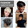 XC CLOUDS Pixie Cut Wigs For Black Women Wear And Go Human Hair Wigs Short Brown Wig With Bangs Layered Wavy Style Wigs With Bangs Full Machine Made Wigs (Brown)