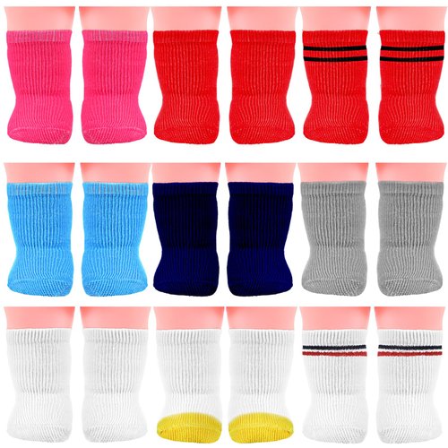 9 Pairs Doll Socks Accessories for American 18 Inch Baby Doll Socks Baby Doll Clothes for 18 Inch American Doll Girl Accessories Gifts for Christmas Birthday, Multicolor