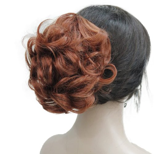 Wiginway Hair Ponytail Hair Piece for Women Ponytail, Clip in/on Hair Pieces, Curly Wavy Hair Extensions, Copper Red
