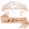 CIEHER 75th Birthday Gift Set - Crown, Sash, Pearl Pin, Decorations and Party Supplies for Women's Fabulous 75th Celebration