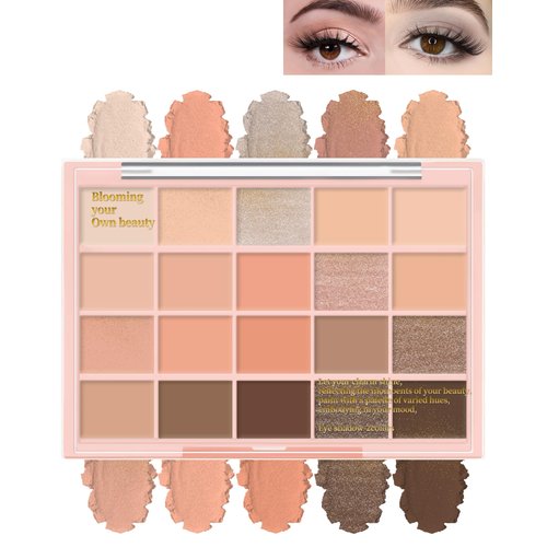 20 Colors Eyeshadow Palette, Ultra-Fine Lightweight Powder, High Pigmented Blendable Shimmer Long Lasting Matte Eye Shadow, Nude Coral Brown Travel Size Eyeshadow Makeup Palette, Sombras Para Ojos-03