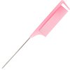 LLTGMV 9.3'' Rat Tail Comb for Hair Stylist, Parting Comb for Braiding hair, Rattail Comb with Metal Stainless Steel Pintail for Sectioning, Teasing and Styling (Pink)