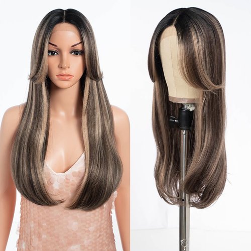 Style Icon 24&quot; Synthetic Lace Front Wigs HD Lace Middle Part Wigs Long Straight Wigs for Women Pr...