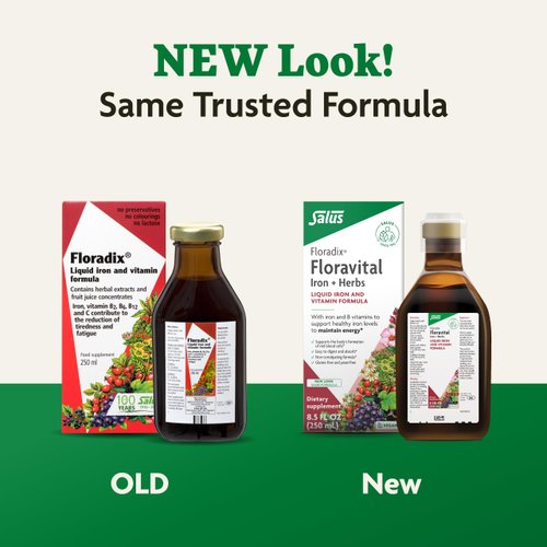 Floradix Floravital Liquid Iron & Vitamins Formula - Liquid Iron Supplement with B Complex Vitamins, Vitamin C & Herbs for Energy Support - Vegan, Gluten-Free, Yeast- Free, Non-GMO - 8.5 oz