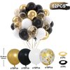 Patimate Black Gold Confetti Balloons Set, 50 pcs 12 inch Metallic Gold Black White Confetti Latex Balloons Kit for Birthday Wedding Graduation New Years Anniversary Party Decorations