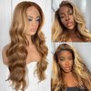 MITIMES Pre Plucked Highlight Ombre Glueless Lace Front Wigs Synthetic Ready To Wear Honey blonde Lace Front Wig Balayage Wig For Black Women