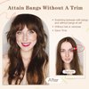 BUPPLER Clip in Bangs 100% Real Human Hair Pieces Medium Brown Fake Bangs Hair Clip on bangs for women Faux Bangs Clip in Hair Extensions with Hair Roller for Daily Wear(4.5 * 6 Inch, Medium Brown)