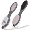 2 Pcs 4 in 1 Foot Scrubber Dead Skin Remover for Feet, Including Foot Files, Heel Scraper, Foot Brush and Pumice Stone, Multi Purpose Foot Callus Remover Pedicure Tools