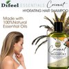 Difeel Essentials Hydrating Coconut Shampoo 12 oz. - Moisturizing Sulfate Free Shampoo made with 100% natural Essential Oils