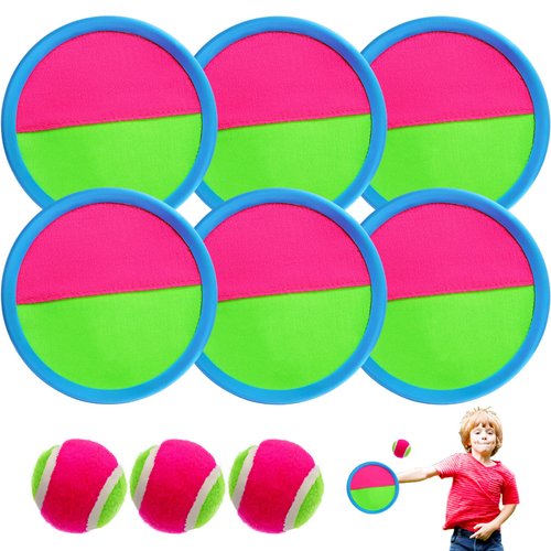 OJYUDD 9 Pcs Ball Catch Set Games Toss Paddle,Toss and Catch Ball Game Set,Beach Toys Back Yard Outdoor Lawn Backyard Throw Sticky Set