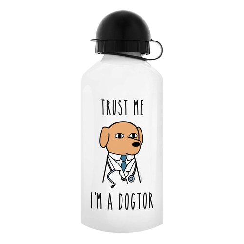 Funny Veterinarian Gifts Trust Me I'm a Dogtor Dr Pun Aluminum Water Bottle with Clip & Sport Top