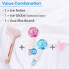 Kalevel Beauty Ice Roller Face Massager Skin Care Tools and Gua Sha Facial Tool with Blue Ice Globe Set for Women Neck Body Lifting Migraine