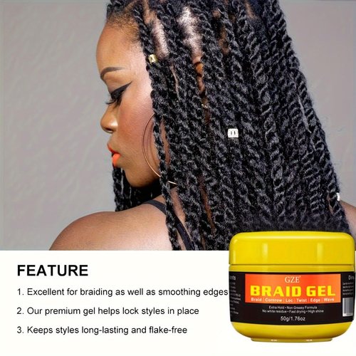 GZE Shining and Conditioning Extra Hold Braid, Loc, Twist Gel, Tames Frizz & Edges, 4C Hair, No Parabens, Sulfates, Mineral Oil or Petrolatum Braid Shaping Styling Gel Edge Control travel size
