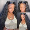 Boxkat 13x4 Deep Wave Lace Front Wig 28 Inch HD Transparent Lace Frontal Wigs 150% Density Human Hair Pre Plucked Pre Cut Black Wig for Women Glueless Synthetic Curly Wigs