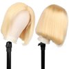 mogge Blonde Bob Wigs Human Hair 613 Blonde Bob Wig 13x4 HD Transparent Lace Front Bob Wigs For Women Pre Plucked With Baby Hair Glueless Short Straight Cut Bob Wig 10 Inch