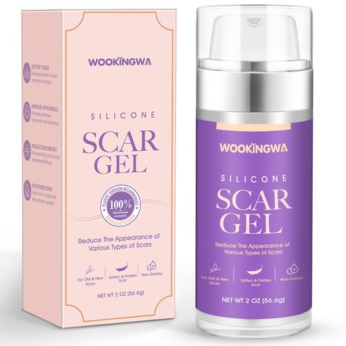 WOOKINGWA Silicone Scar Gel, Advanced Scar Gel for Surgical Scars, Non-Greasy Scar Cream with Allantoin, Vitamin C & E for Keloid, C-Section, Stretch Mark, Burn, Acne, Injury, 2 OZ