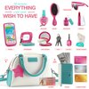 Play Purse for Girls and Toddlers - Little Girls Toys Pretend Play Accessories: Toy Phone, Wallet, Credit Cards, Keys, Pretend Makeup for Role Playing Toys for Girls Ages 3 4 5 6 7 8 Years and Up