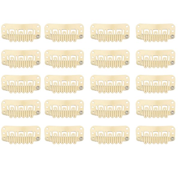 20pcs Hair Extension Clips U-Shape Stainless Snap Clips for Wigs, Hair Extensions,Hairpieces,Wig Accessories Clips, Wig Combs (Beige)