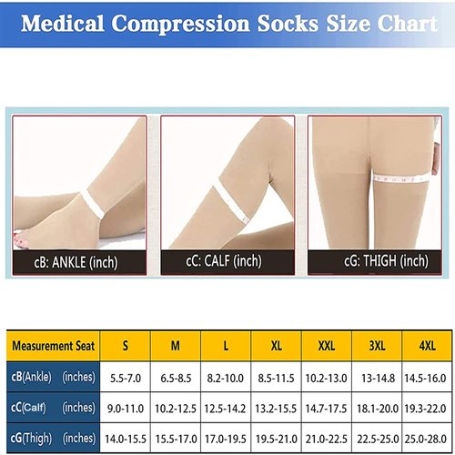 Athbavib Thigh High 20-32 mmHg Compression Stocking Toeless Compression Socks for women & men circulation with Silicone Dot Band