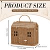 Wettarn Handmade Rattan Doll House Rattan House Shape Shoulder Bag Wicker Basket with Lid for Doll Toys Rattan Storage Basket Small Dollhouses Cute Woven Handcrafted Artwork Gift (Khaki)