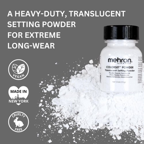 Mehron Makeup Colorset Powder | Translucent Powder Setting Powder | Face Powder For Special Effects, Halloween, & Film 0.5 oz (14 g)