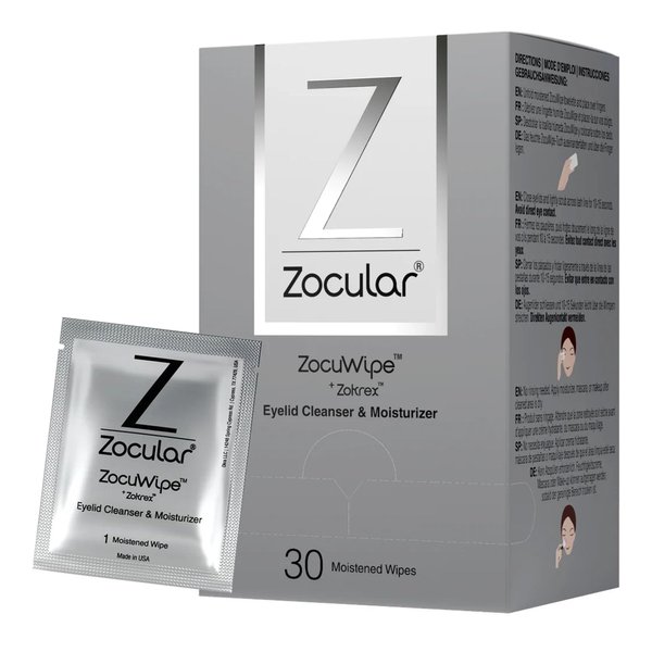 Zocular - Zocuwipe Eyelid Wipes with Natural Okra Complex - Eyelid Cleanser and Moisturizer Pads - Eyelid Cleansing Wipes - Blepharitis Treatment - 15ct