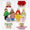 PUCKWAY Lovely Happy Dollhouse Dolls Family Set of 8 Wooden Figures for Children House Pretend Gift